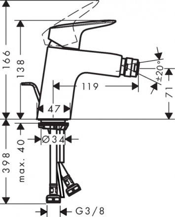 Hansgrohe Logis 71204000 смеситель для биде 70 мм