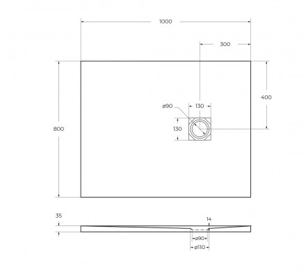 BelBagno UNO TRAY-MR-UNO-AH-100/80-35-W-CR душевой поддон из искусственного мрамора в комплекте с сифоном