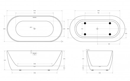 BelBagno BB413-1700-800-MATT акриловая ванна