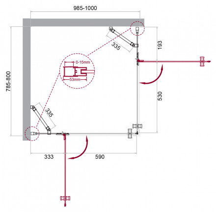BelBagno KRAFT-AH-22-100/80-C-Cr-L душевой уголок