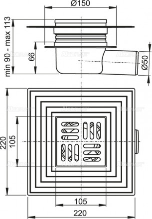AlcaPlast APV26C Трап для душа с боковым отводом
