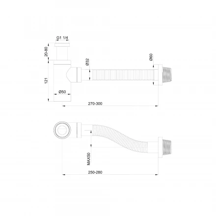 Wonzon &amp; Woghand WW-88SS101-MB Сифон для раковины черный матовый