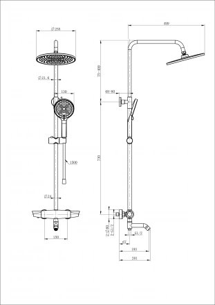 Wonzon &amp; Woghand Capsule WW-B3031-A3-MB Душевая система с термостатом черный матовый