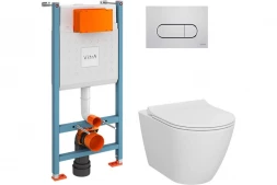 Vitra 9878B003-7200 Sanibelle Унитаз подвесной в комплекте с инсталляцией (клавиша хром)