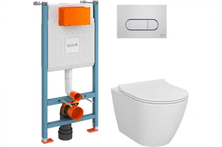 Vitra 9878B003-7200 Sanibelle Унитаз подвесной в комплекте с инсталляцией (клавиша хром)