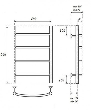 POINT PN04146E П4 400x600 полотенцесушитель электрический
