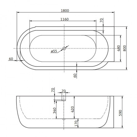 Belbagno BB11-1800 Акриловая ванна 180x80 правая
