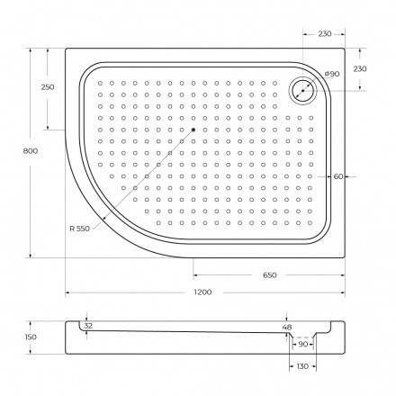 BelBagno TRAY-BB-RH-120/80-550-15-W-R акриловый поддон
