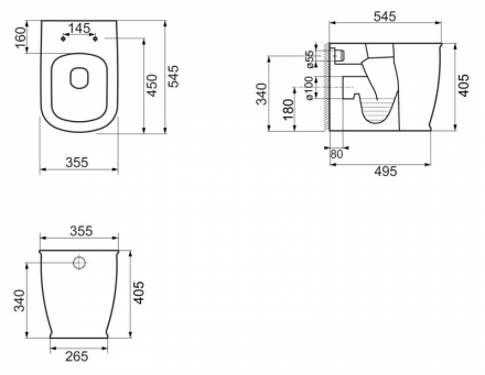 BelBagno Prado BB10150CB унитаз напольный приставной (чаша)