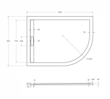 CEZARES TRAY-AS-RH-120/90-550-30-W-R поддон из искусственного мрамора