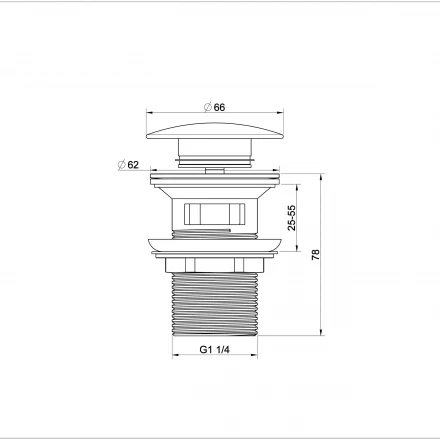Wonzon &amp; Woghand WW-88SS01-CR Донный клапан для раковины с переливом хром