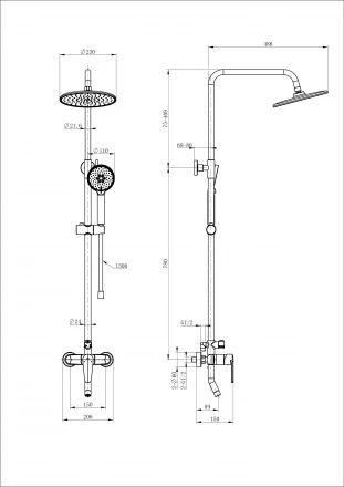 Wonzon &amp; Woghand WW-B2168-A-MB Душевая система черный матовый