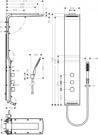 Hansgrohe Raindance Lift 180 2jet 27008000 Душевая панель
