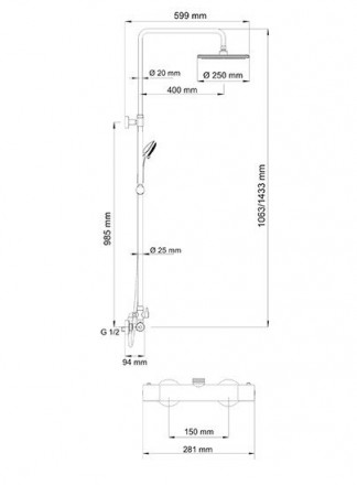 Wasserkraft A13302 Thermo Душевая стойка со смесителем для душа