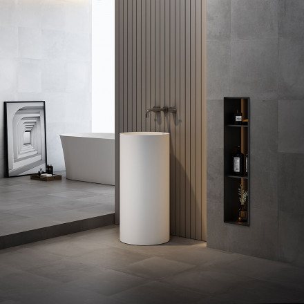 Vincea VBS-6SP01MW Solid Surface Раковина напольная 400*400*850 цвет белый матовый