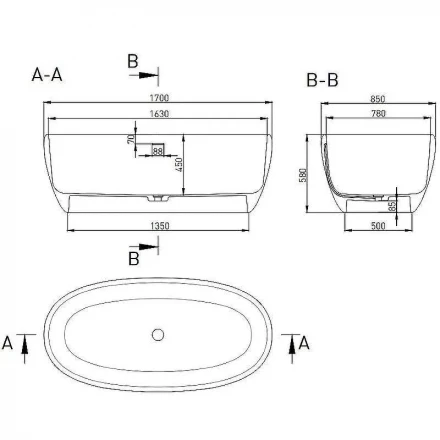 Salini Luce 100121M Ванна отдельностоящая белый 170x85