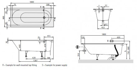 Villeroy&amp;Boch Oberon 180x80 UBQ180OBE2V-01 Ванна