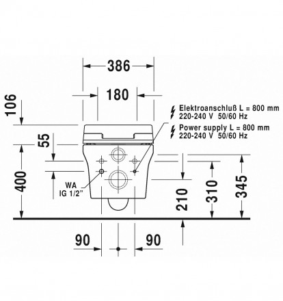 Duravit P3 Comforts SensoWash 256159 00 00 611400 00 2000300 подвесной унитаз
