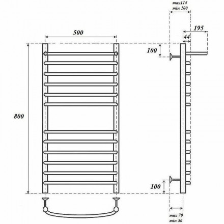 Водяной полотенцесушитель Point PN05158SP П11 500x800 с полкой Хром