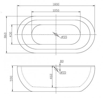 Belbagno BB12-1775 Акриловая ванна 180x80