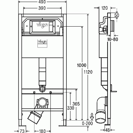 Viega Prevista Dry 771973 инсталляция для подвecного унитаза