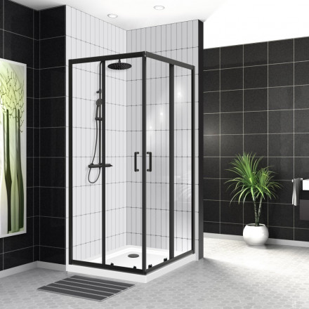 Belbagno UNO-195-A-2-100-NERO душевой угол стекло прозрачное