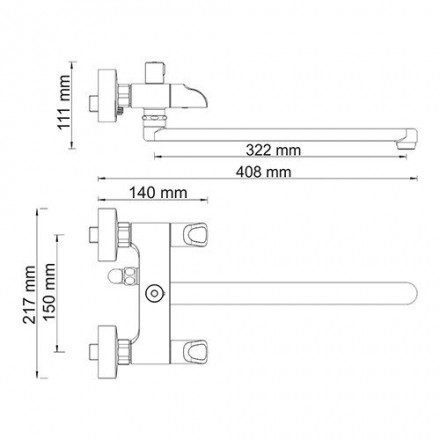 Wasserkraft Lossa 1202L Смеситель для ванны с длинным изливом