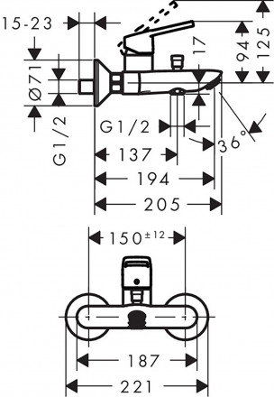 Hansgrohe Logis Loop 71244000 смеситель для ванны