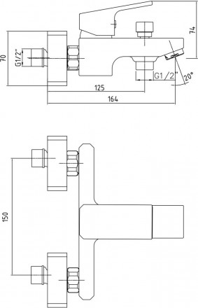 E.C.A Tiera 102102469C1EX Смеситель для ванны