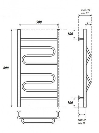 POINT PN01158E П4 500x800 полотенцесушитель электрический