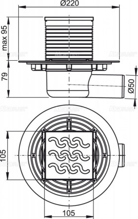 AlcaPlast APV102 Трап для душа с боковым отводом