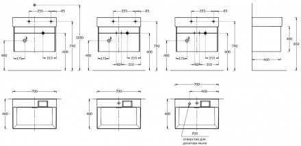 Kerama Marazzi 70 Logica тумба подвесная 2 ящика, белоснежный