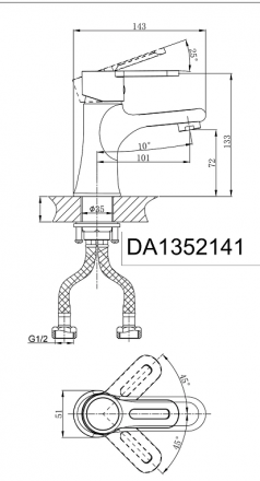 D&amp;K Rhein Paulinus DA1352141 Смеситель для раковины