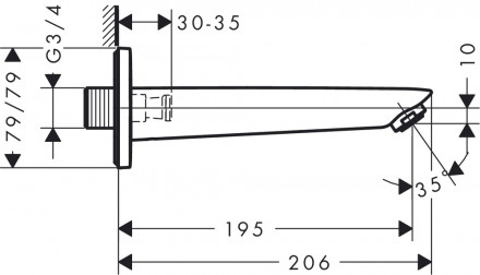 Hansgrohe Logis 71410000 Излив для ванны 195 мм